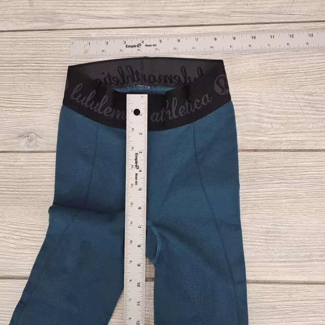 lululemon Compression Tight Womens Sz 2 Blue Green Warp Knit Seamless Legging 3