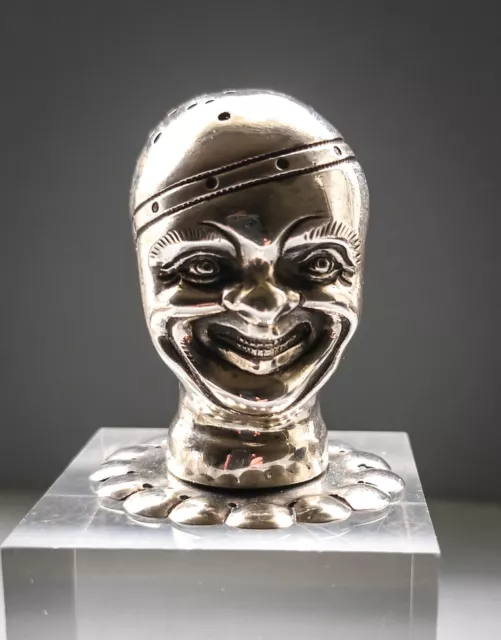 Exraordinary sterling silver Victorian clowns head pepper pot 1896