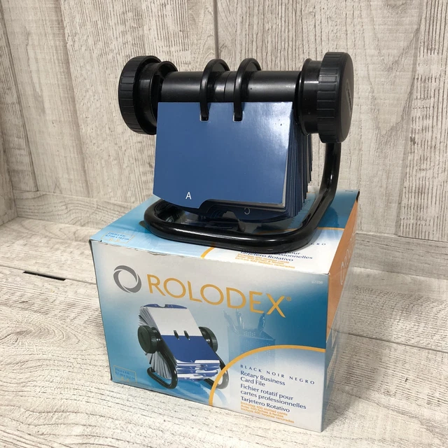 Rolodex Rotary Business Card File Black w/ 400 Slotted Cards Model 67236 New