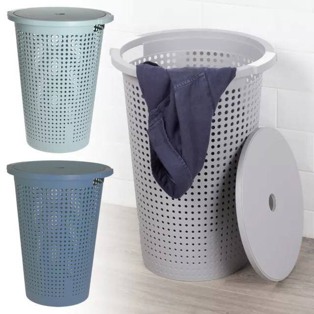 38 Litre Laundry Basket Washing Bin Clothes Hamper Wash Storage Plastic Lid Home