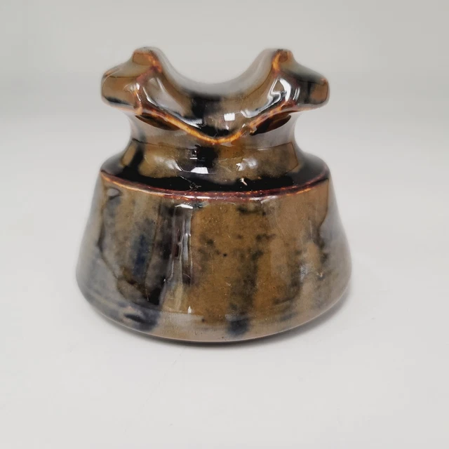 Antique Porcelain Electrical Insulator Thomas, Brown & Black Marbled