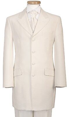 Ivory White Prince Edward Suit Wedding Dress Jacket And Trousers Mens 3/4 Length