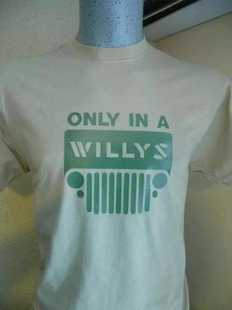 T  SHIRT beige JEEP WILLYS tailles M L XL XXL ( militaria MB MA  SAS 4X4 ) tee