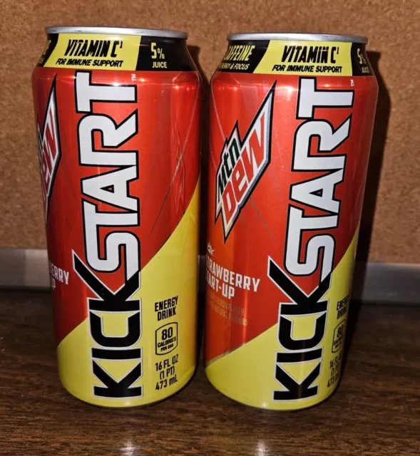 2x Mtn Dew Kickstart Strawberry Start-Up 16oz Can Mountain Dew