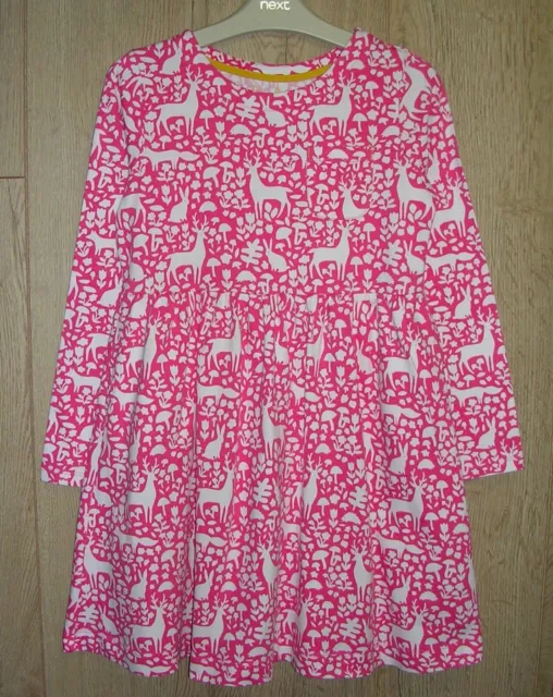 MINI BODEN Girls Hot Pink Woodland Print Jersey Dress Age 8-9 134cm