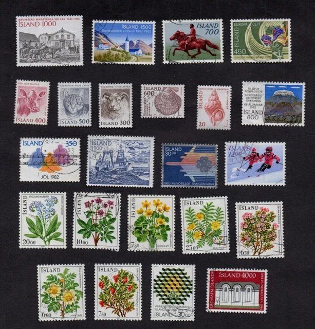 ICELAND 1982-84 23xDIFF'T COMMEMORATIVE STAMPS AS IN PICTURES VGU.