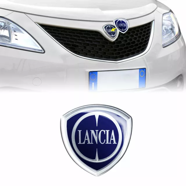 Lancia Adesivo 3D Ricambio Logo Scudetto Ufficiale, Anteriore Colors