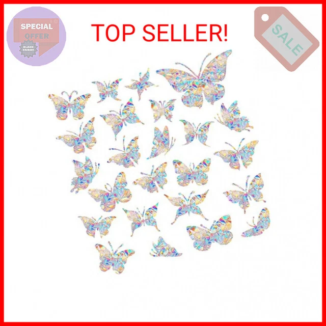 24 Pcs Butterfly Static Window Clings Bird Deterrent Decals Window Strike Preven
