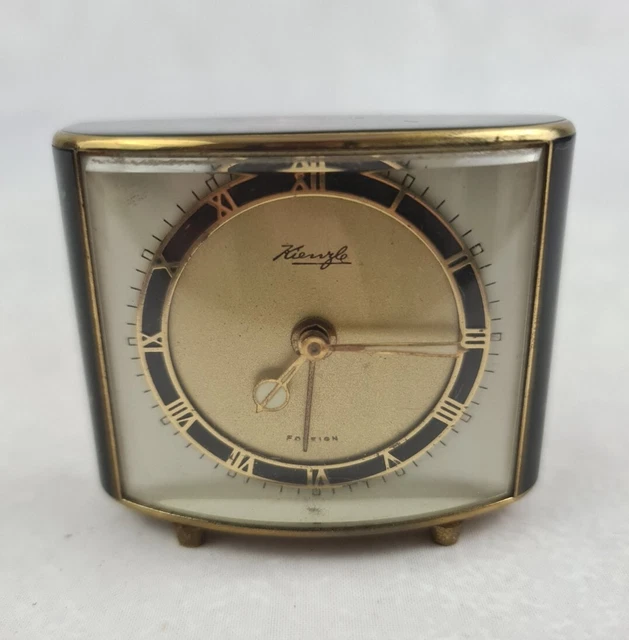 VINTAGE KIENZLE FOREIGN Enamel Flowers Desk Boudoir Bedside Wind Up