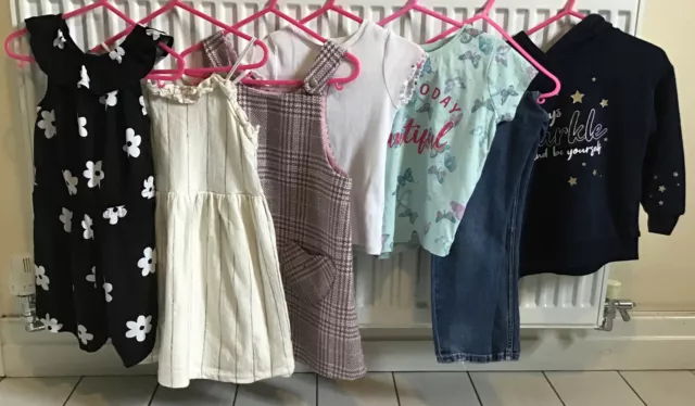 Girls Bundle Mixed Dresses Top  T-Shirt Hoodie Jeans  3-4 Yrs