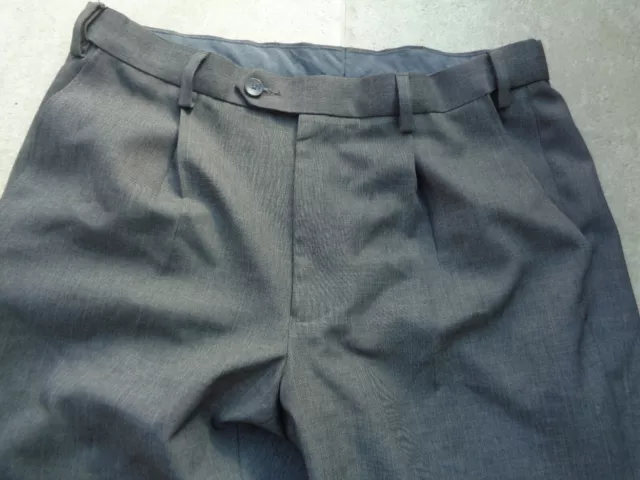 M&S Men's Grey Pleat Front Trousers  Waist 32" Length 31"
