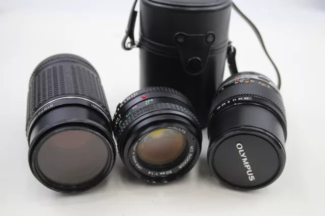 Manual Camera Lenses Inc Minolta 50mm F/1.4, Olympus 135mm & Pentax 200mm x 3