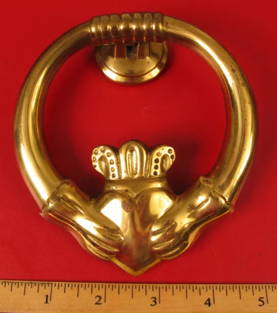 Fabulous Heavy Brass Religious Holy Priest Chamber House Door Knocker Heart !