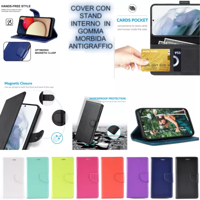 Cover a libro Per SAMSUNG GALAXY A03s SM-A037G/DSN con tasche card in eco pelle