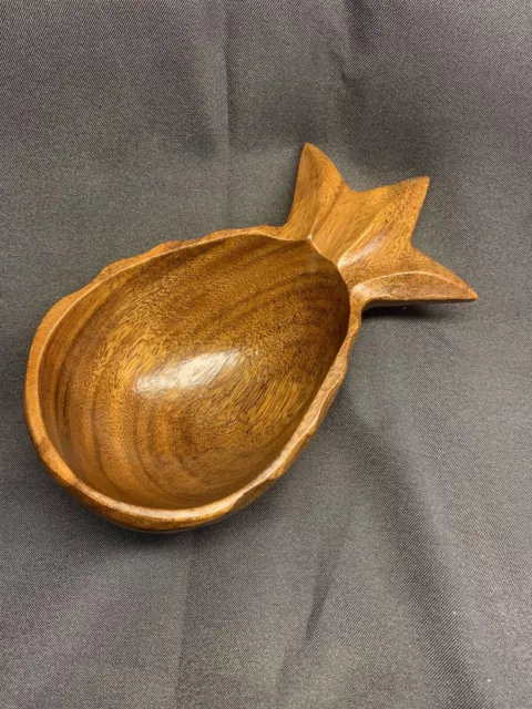 Vintage Hawaiian Monkey Pod Wood Carved Pineapple Wooden Bowl