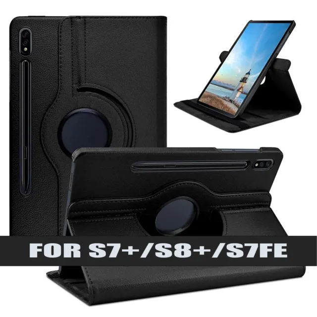 For Samsung Tab S8+/S7+/S7FE 12.4-inch, 360 Swivel Leather Stand Case Cover UK