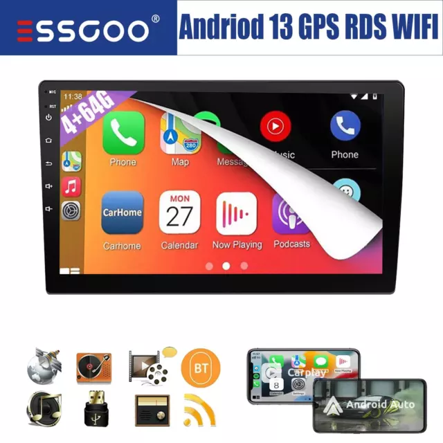 9 PULGADAS 2 DIN 4+64 GB Carplay Radio de coche Android 13.0 GPS Bluetooth RDS FM WIFI USB