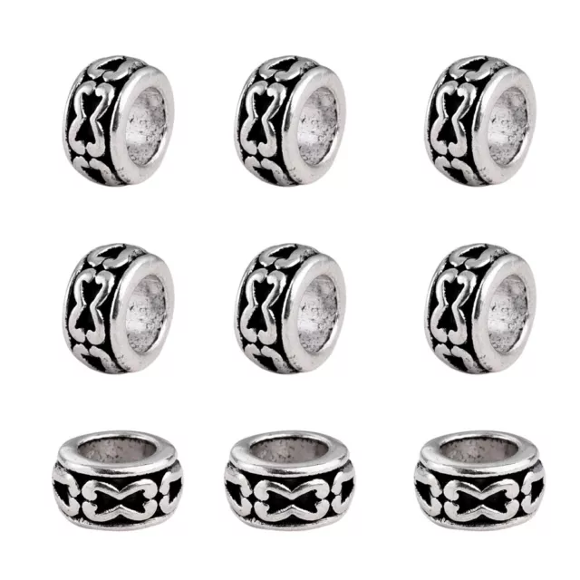 100x Alloy Rondelle European Spacer Beads Antique Silver 7mm & 3.5mm Large Hole