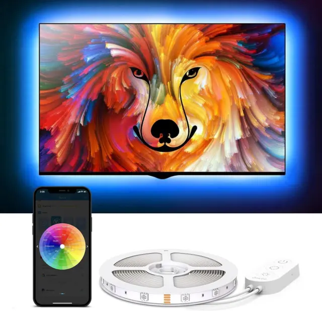 LED TV Backlight with Camera, 3.8M RGBIC LED Strip Light for 55-65 inch  TVs, Smart TV Lights with Bluetooth and Wi-Fi Control, Works with Alexa,  Music