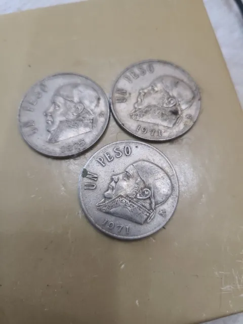 Mexico UN PESO Coins 1971-1971-1975