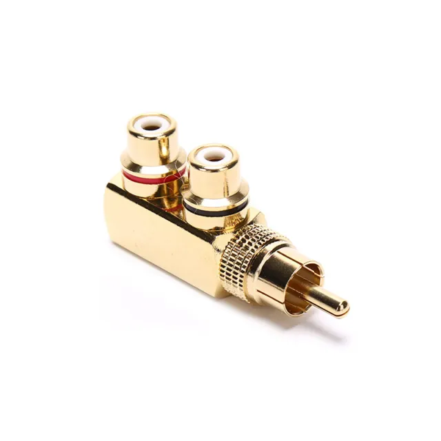 Gold Plated AV Audio Splitter Plug RCA Adapter 1 Male to 2 Female F connectY`u=