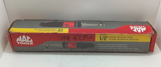 Mac Tools 1/2" Sealed Head Close Quarter Air Ratchet (AR050B) - NEW