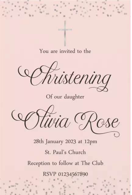 40 Personalised Boy Girl Christening Baptism First Holy Communion Invitations