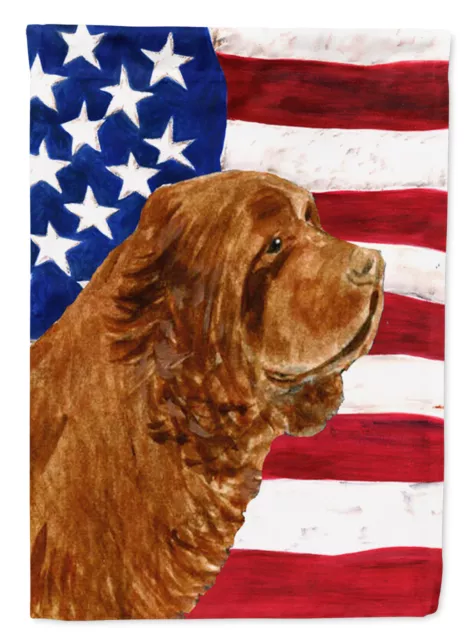 USA American Flag with Sussex Spaniel Flag Garden Size SS4037GF