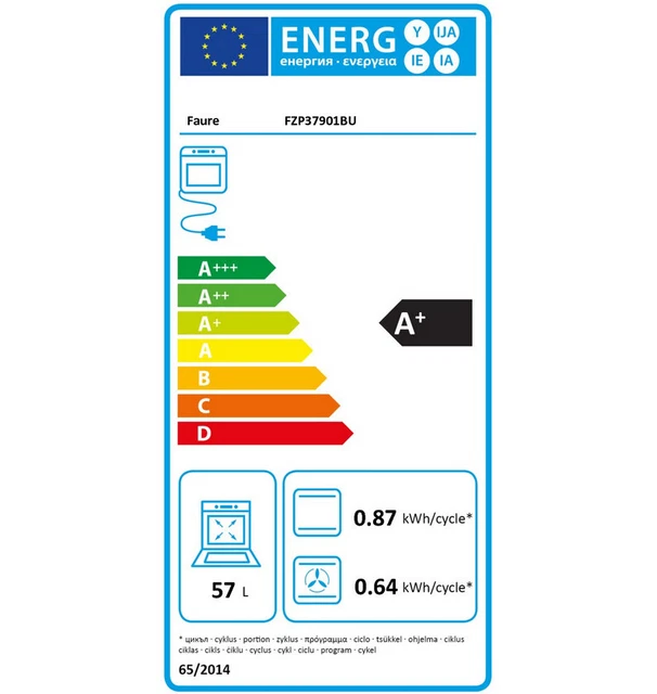 Faure Four intégrable multifonction 57l 60cm a+ pyrolyse noir 2