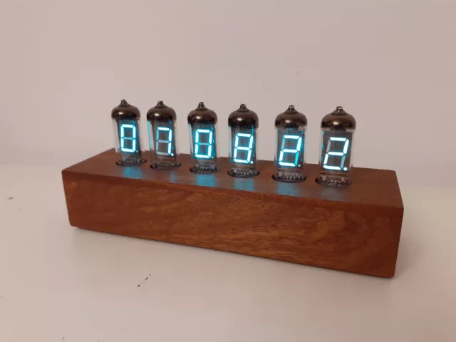 Mahogany case VFD Alarm Clock IV11 VFD (nixie era) tubes Monjibox Nixie 3