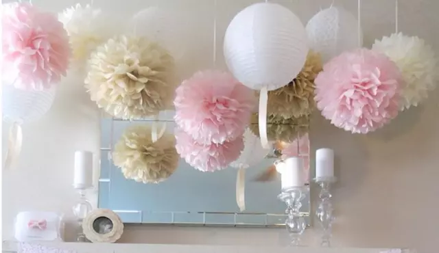 5, 10 Pcs Tissue Paper Pompoms Pom Poms Hanging Garland Wedding Party Decoration