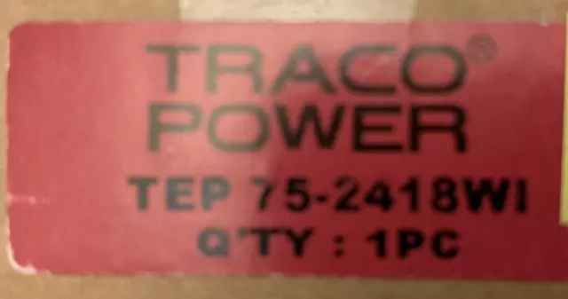TRACOPOWER TEP 75-2418WI DC-DC Converter, 48V dc/ 1.6A Output 9 to 36 V dc Input