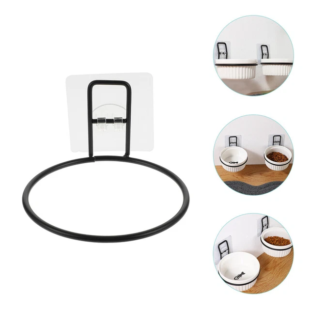 Soporte para tazón alimentador de plástico plato montado en pared soporte para comida para perro negro