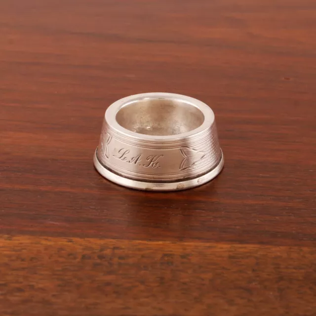 American Aesthetic Coin Silver Salt Cellar Engine Turned Geometric Monogram Lak