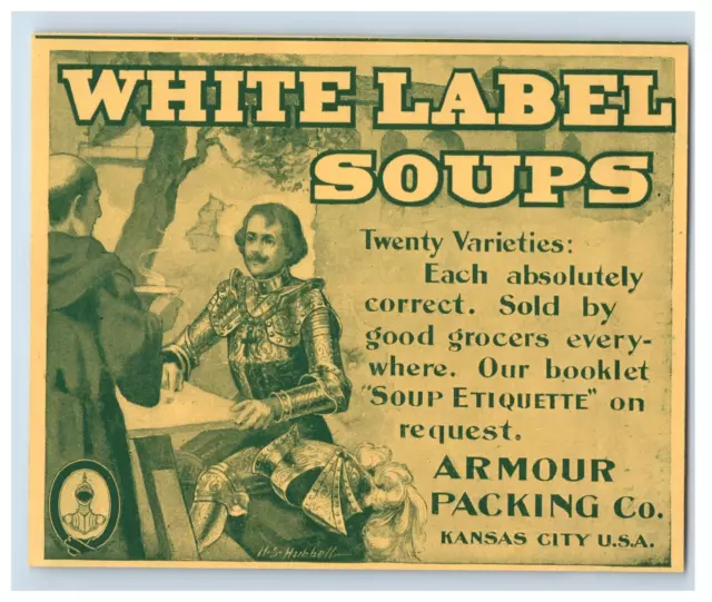 1912 Armor White Label Soups Print Ad S87E