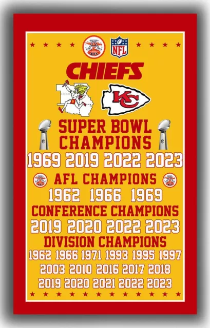 Kansas City Chiefs Football 3x5 ft All Super Bowl Champions Flag NFL Banner