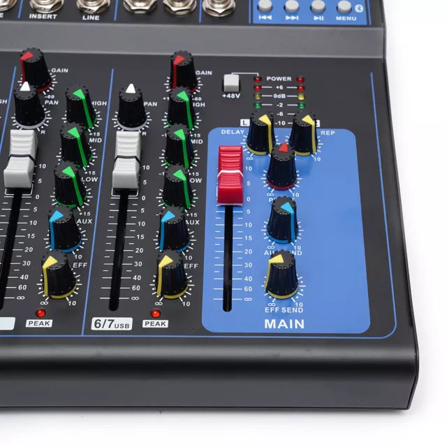 7 Kanal Audio Mischpult Konsole Verstärker USB DJ Live Mixer Studio Bluetooth 2