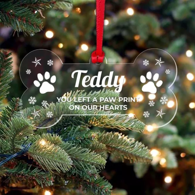 Personalised Dog Memory Christmas Bauble Pet Puppy Memorial Xmas Decoration Gift