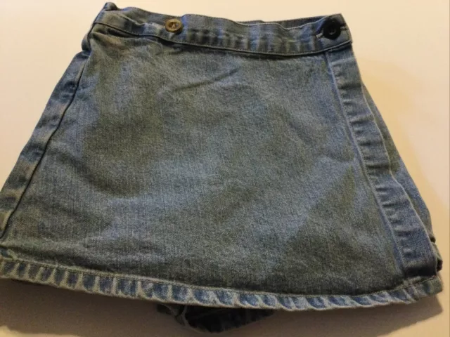 Lands End Girls Stonewashed Blue Denim Jean Skort Shorts/Skirt Size 6x 6 X