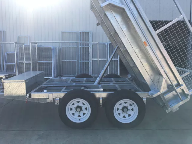 8 x 5 Hydraulic Tipper Galvanised Box Trailer Rated 3500kg ATM with 600mm cage