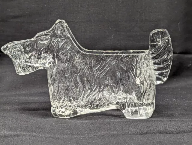 Terrier Dog Clear Glass Creamer Pitcher 5.5 in Scottie Scottish Stamped 30