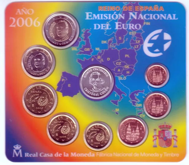 España 2006 con medalla plata CRISTOBAL COLON - Set oficial euro