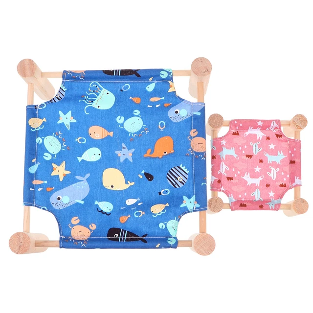 2 Pcs Elevated Dog Bed Cot Hamster Summer Wooden Bed Bunny Plushie Cat Hammock