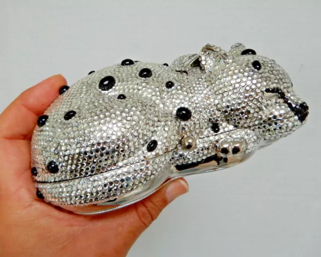 JUDITH LEIBER RESTING CAT SWAROVSKI CRYSTAL MINAUDIERE Collector Clutch