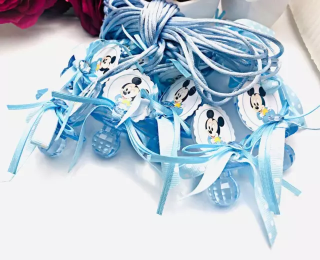 12 colliers Mickey Pacifier baby Shower Favors bleu c'est un garçon/fille jeux