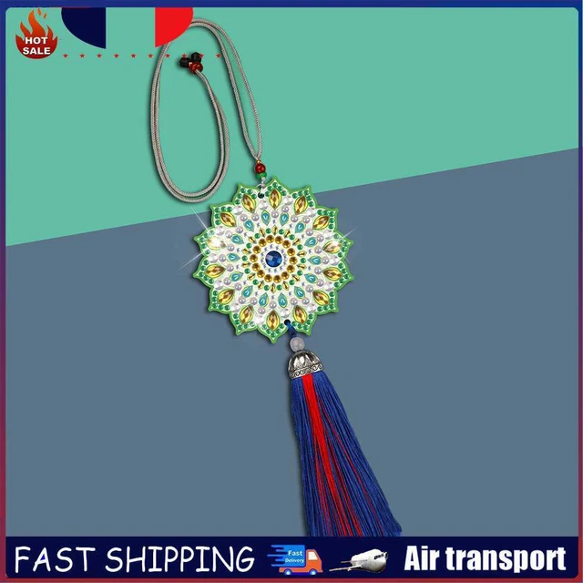 DIY Rhinestone Painting Key Chain Hanging Ornaments 5D Mandala for Room Decor ~