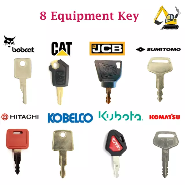 8 Heavy Equipment Construction Master Machines Key JCB Kubota Komastu Case Bobca