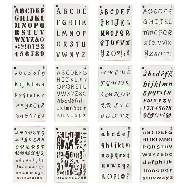 Set 4 Stencil Lettere 50mm - Verde Trasparente, Con Numeri E Caratteri Speciali