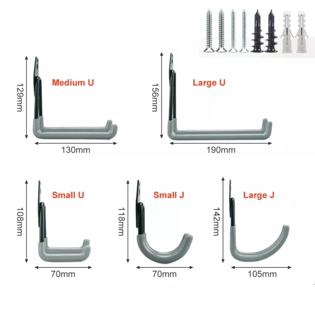 Gray Heavy Duty Hook Garage Storage Wall Mounted Home Tool Bracket Organizer