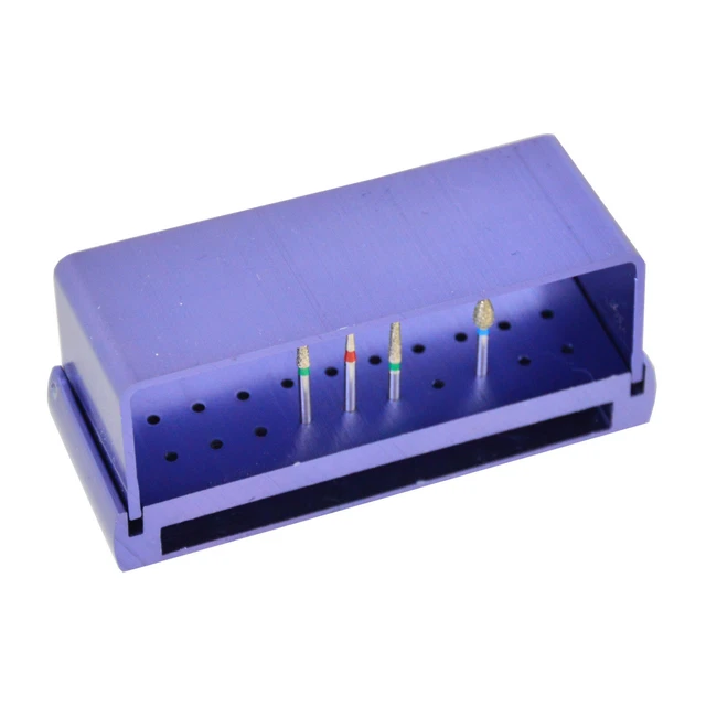 30-Hole Aluminium Dental Bur Holder Block - Autoclavable Disinfection Box